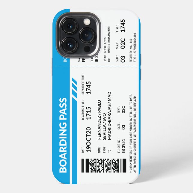 Coque iPhone Boarding Pass (blue) (Verso)