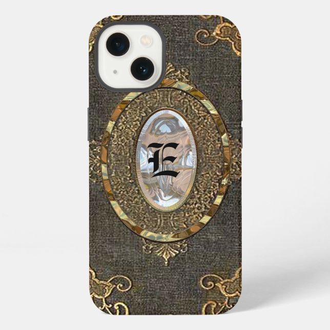 Coque iPhone Bogged Classique Monogram Style Vieux Livre (Verso)