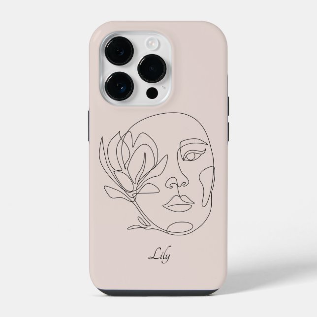 Coque iPhone Boho Abstrait Simple Line Art, Boho Chic Coque-Mat (Verso)