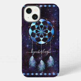 Etui iPhone 13 Boho Blue Tribal Céleste Mandala Attrape-Rêves