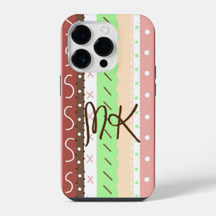 Coque Pour iPhone 14 Plus Boho Brown, Bourgogne, vert et mauve Whimsical