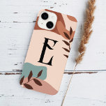 Coque Pour iPhone 14 Boho Green Terracotta Monogramme<br><div class="desc">Formes abstraites en terre cuite avec monogramme vintage.</div>