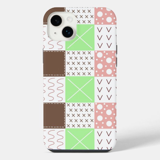 Coque iPhone Boho marron, bordeaux, vert et mauve Sp fantaisist (Verso)