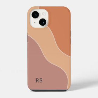 Coque Pour iPhone 14 Boho Pastel Vagues Monogram Soft Orange