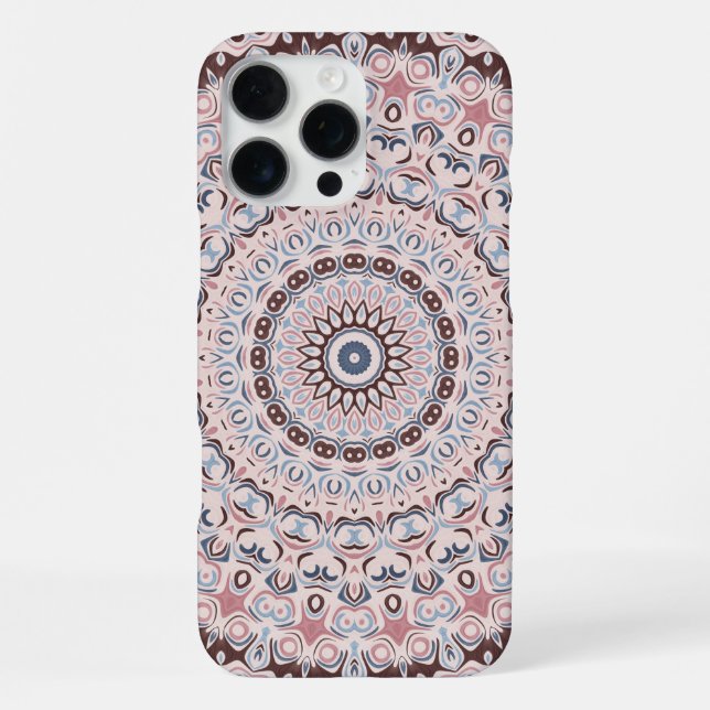 Coque iPhone Boho Pink and Blue Mandala Pattern (Verso)