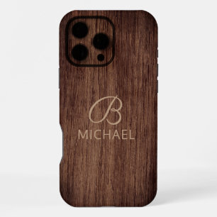 Coque iPhone 16 Pro Max Bois à grain de bois personnalisé avec monogramme