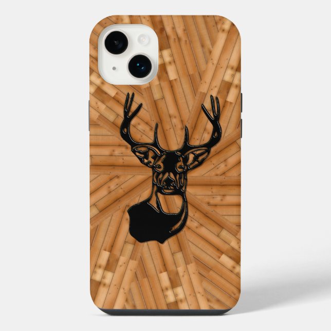 Coque iPhone Bois - Cerf de Virginie mâle 3D blanc (Verso)