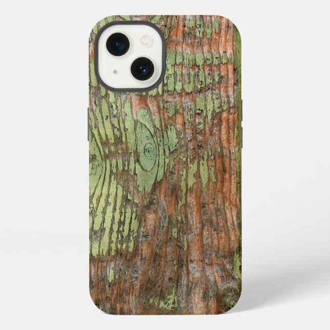 Coque iPhone Bois de grange vert usé et patiné (Verso)