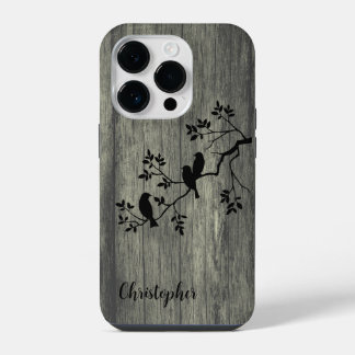 Coque Pour iPhone 14 Plus Bois élégant moderne - arbre et corneille - bois