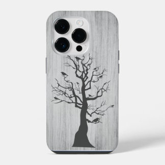 Coque Pour iPhone 14 Plus Bois élégant moderne - arbre et corneille - bois