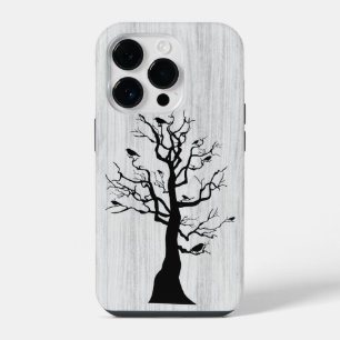 Coque Pour iPhone 14 Plus Bois élégant moderne - arbre et corneille - bois