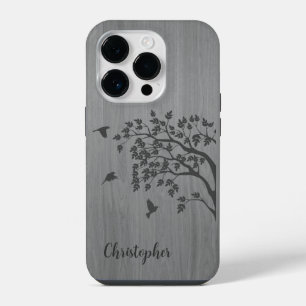 Coque Pour iPhone 14 Plus Bois élégant moderne - arbre et corneille - bois