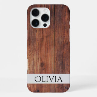 Coque iPhone 16 Pro Max bois foncé et moderne personnalisé