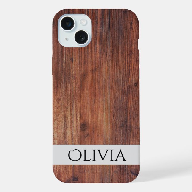 Coque iPhone bois foncé et moderne personnalisé  (Verso)