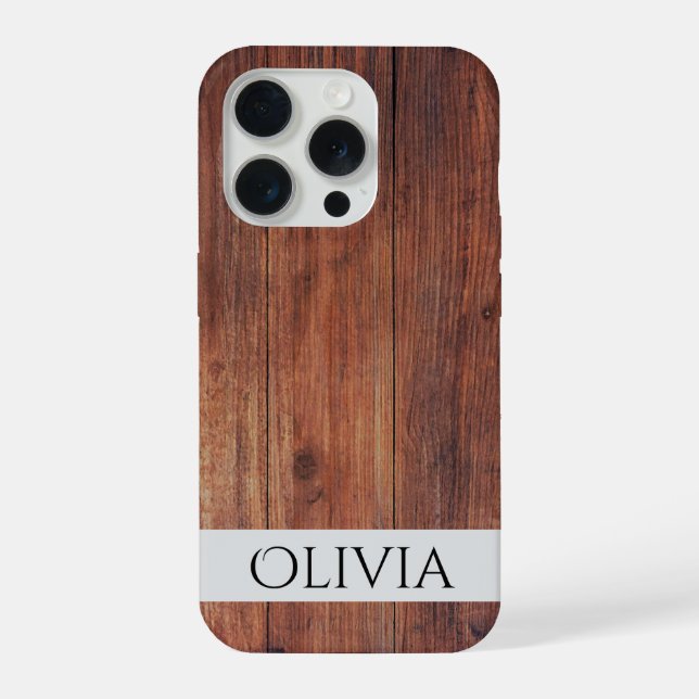 Coque iPhone bois foncé et personnalisé moderne  (Verso)