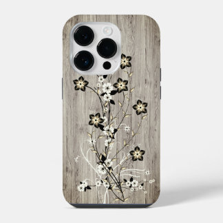 Coque Pour iPhone 14 Plus Bois moderne élégant - fleurs - bois