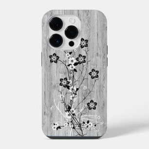 Coque Pour iPhone 14 Plus Bois moderne élégant - fleurs - bois