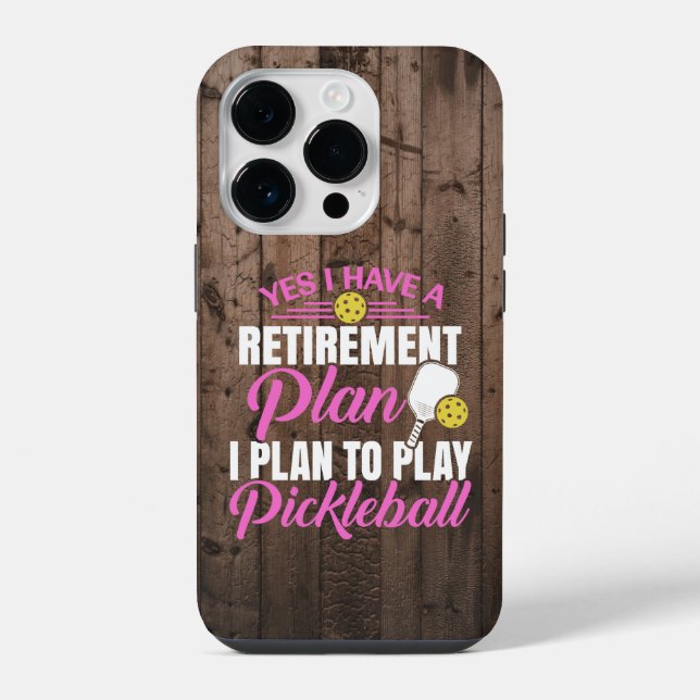Coque iPhone Bois Rustique Drôle Pickleball Rose (Verso)