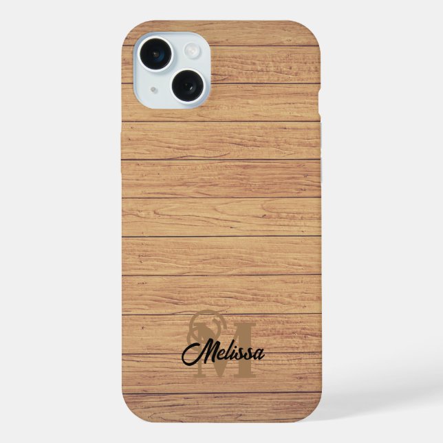 Coque iPhone Bois rustique monogramed (Verso)