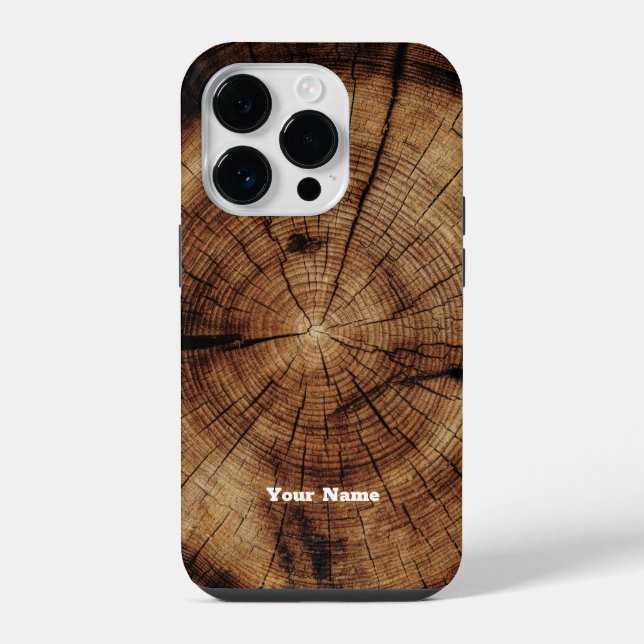 Coque iPhone Bois rustique Monogramme de grain (Verso)