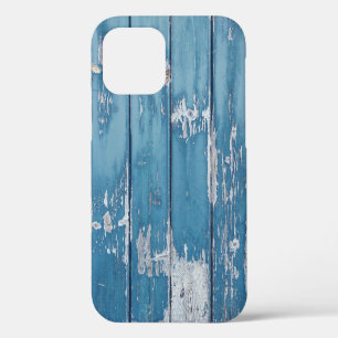 Coque iPhone 12 Bois turquoise et marron
