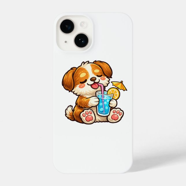 Coque iPhone Boisson estivale pour chien mignon (Verso)