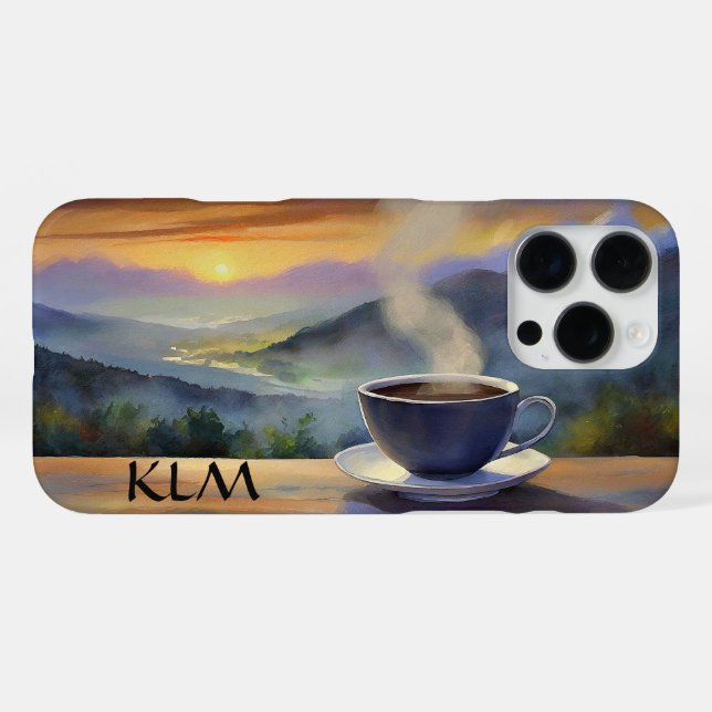 Coque iPhone Boisson matinale monogramme (Verso Horizontal)