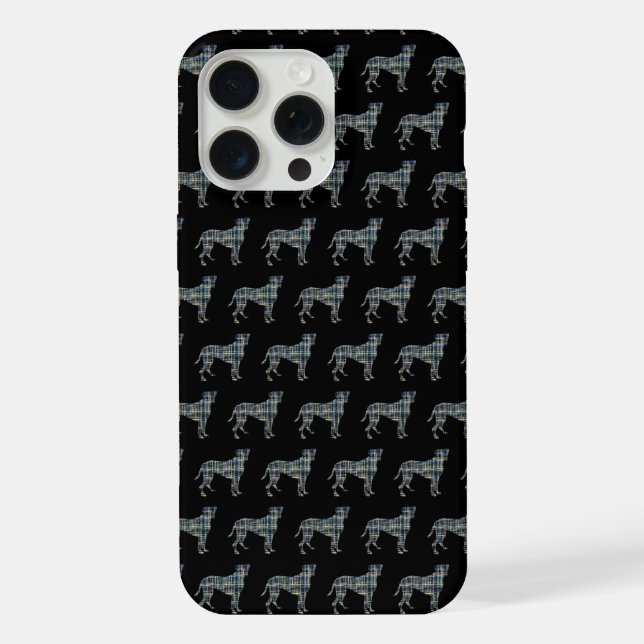 Coque iPhone Boîte Chien Boxer Silhouette Grille Noir (Verso)