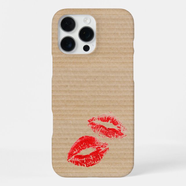 Coque iPhone Boîte de carton amusant Texture Rouge Lipstick Kis (Verso)
