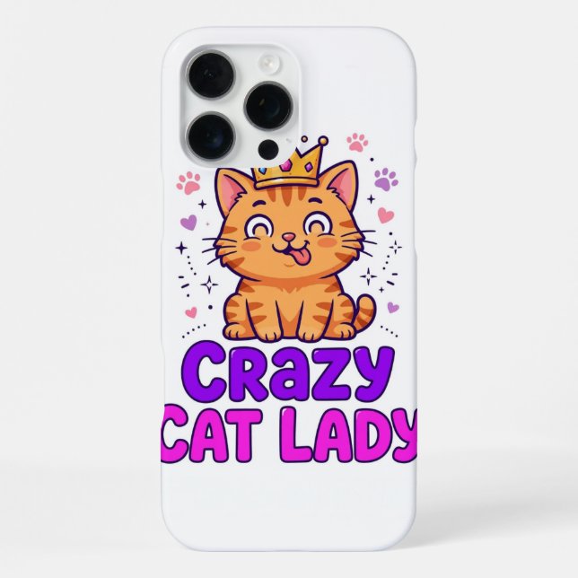 Coque iPhone Boîte pour iPhone 16 Pro Max Crazy Cat Lady (Verso)
