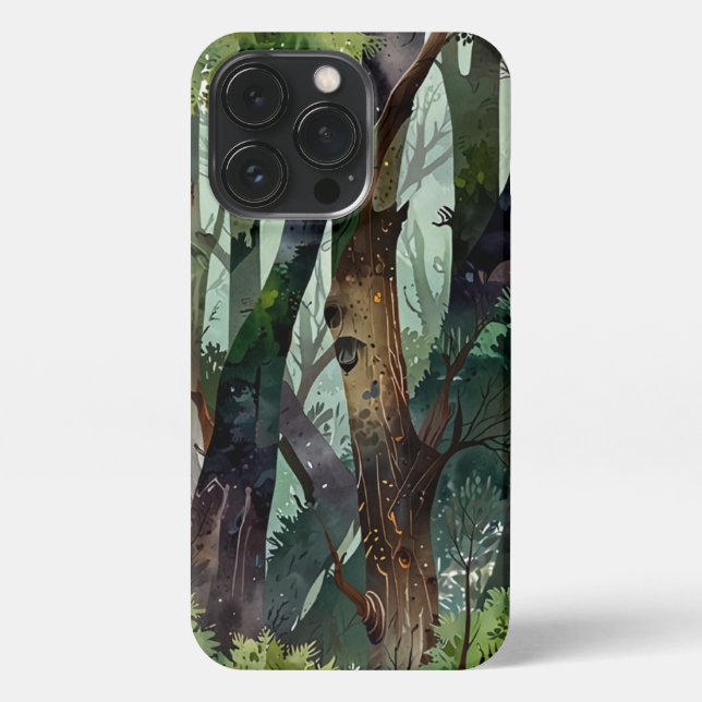 Coque iPhone Boîtes de téléphone Misty Green Forest (Verso)