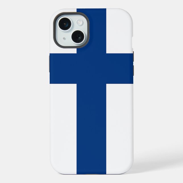 Coque iPhone Boîtier Apple iPhone 15 Plus, drapeau de la Finlan (Verso)