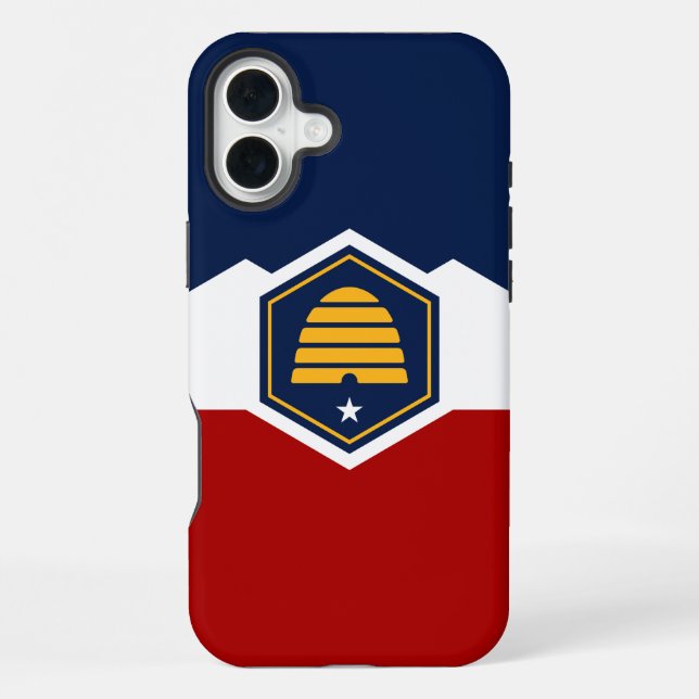 Coque iPhone Boîtier Apple iPhone 16 Plus, drapeau de l'Utah (Verso)