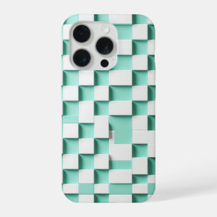 Coque iPhone 15 Pro Boîtier cube géométrique 3D moderne - Vert menthe