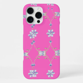 Coque iPhone 16 Pro Max Boîtier de téléphone à fleurs rose