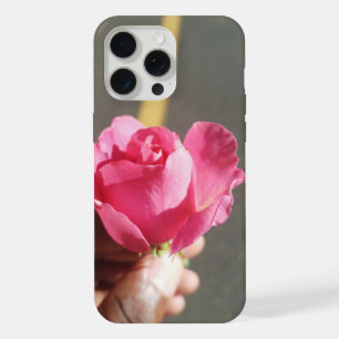 Coque iPhone 15 Pro Max Boîtier de téléphone à fleurs rose