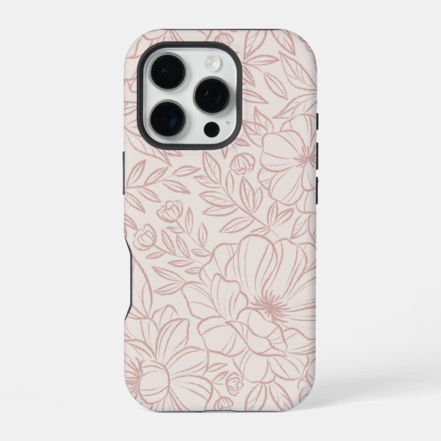 Coque iPhone Boîtier de téléphone à fleurs rose pastel mignon (Verso)