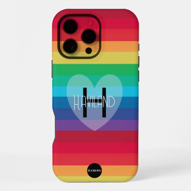 Coque iPhone Boîtier de téléphone avec coeur et nom HAMbWG (Verso)