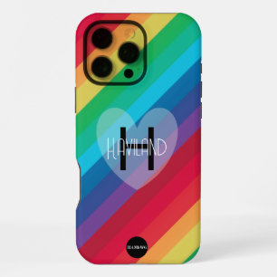 Coque iPhone 16 Pro Max Boîtier de téléphone avec nom de coeur HAMbWG