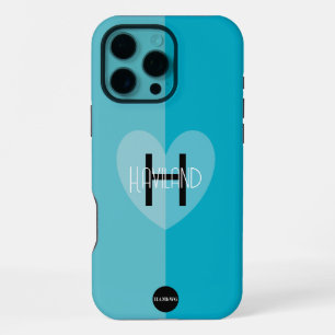 Coque iPhone 16 Pro Max Boîtier de téléphone cellulaire avec coeur et mono