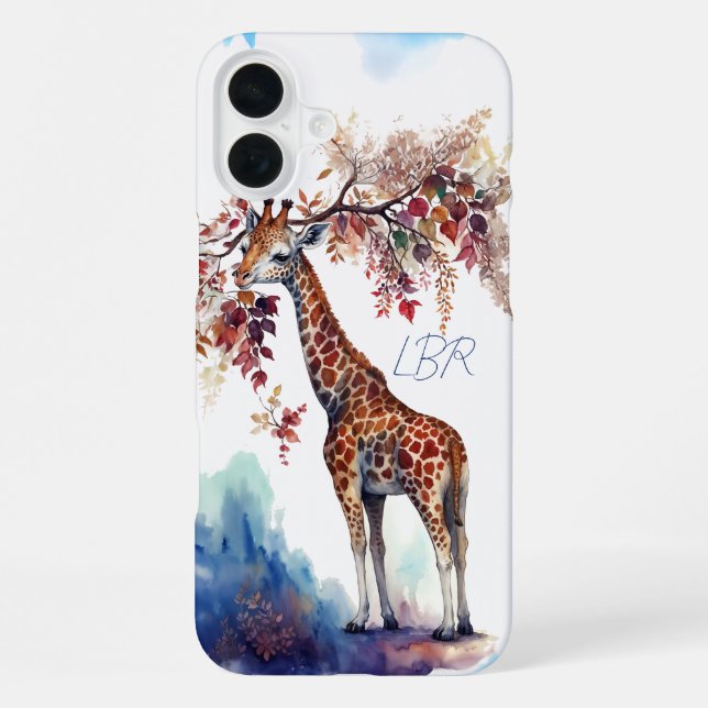 Coque iPhone Boîtier de téléphone de la Giraffe d'aquarelle (Verso)