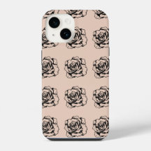 Boîtier de téléphone floral Fleur Noir&Blanc pour