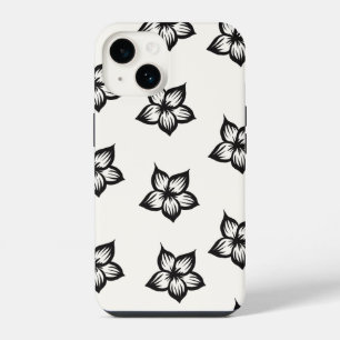 Coque Pour iPhone 14 Boîtier de téléphone floral Fleur Noir&Blanc pour 