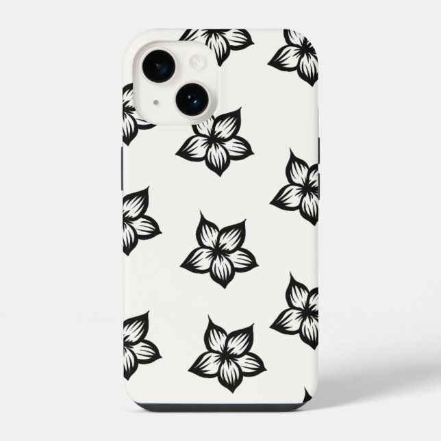 Coque iPhone Boîtier de téléphone floral Fleur Noir&Blanc pour  (Verso)