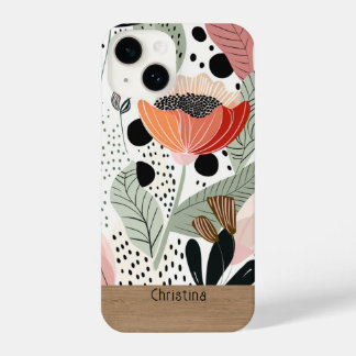 Coque Pour iPhone 14 Boîtier de téléphone floral personnalisé