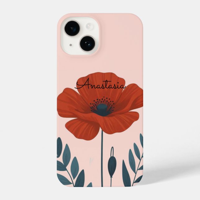 Coque iPhone Boîtier de téléphone floral poppy personnalisé (Verso)