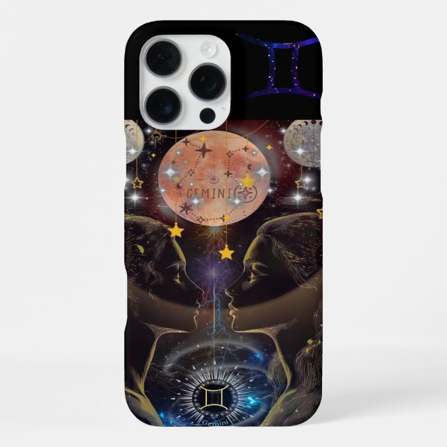 Coque iPhone Boîtier de téléphone Gemini, noir (Verso)