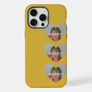Coque iPhone 15 Pro Max Boîtier de téléphone Heart Photo Gold