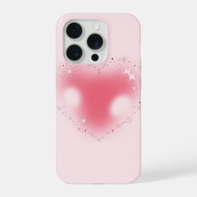 Coque iPhone Boîtier de téléphone Iphone 15 pro Rose tendre Cœu (Verso)