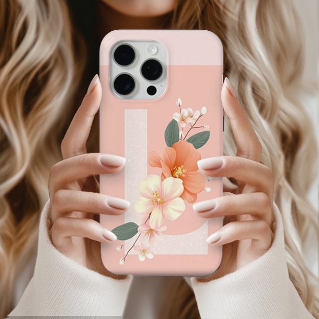 Coque iPhone Boîtier de téléphone iPhone Fleur Initiale L Logo (Créateur téléchargé)